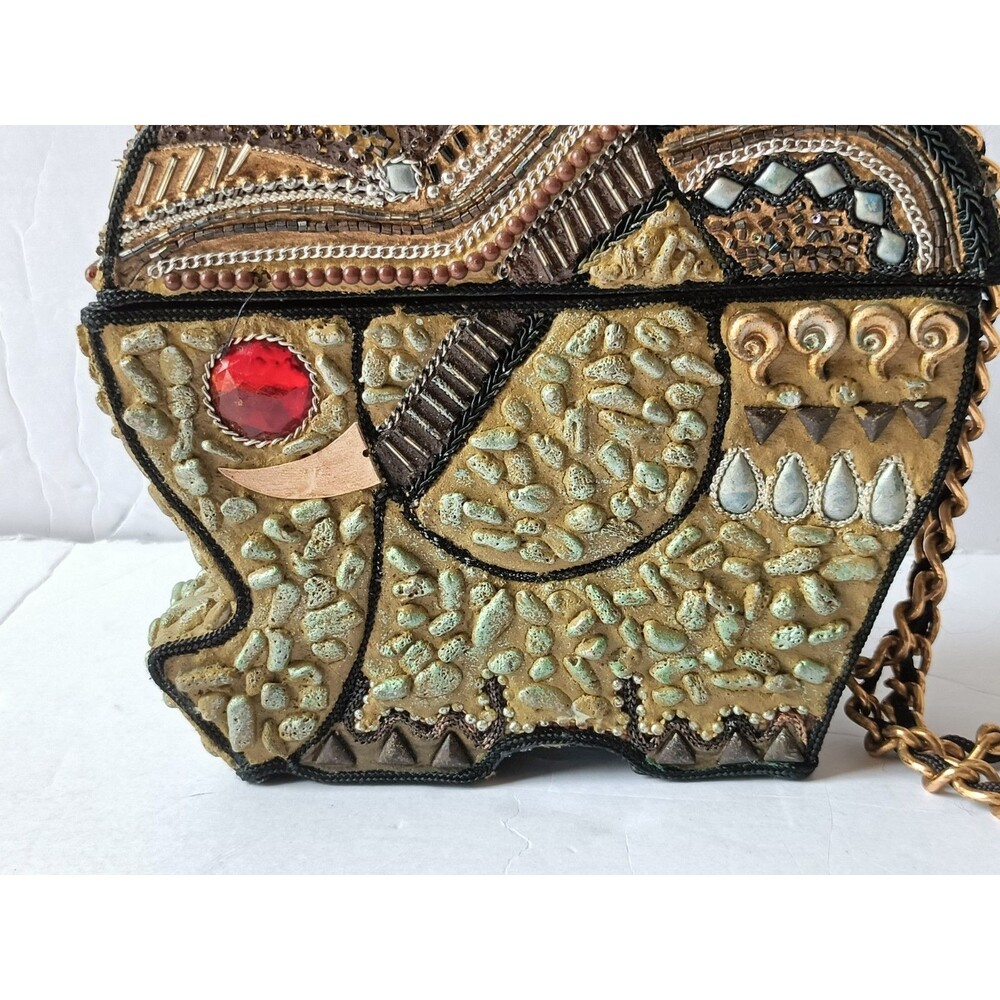 Vintage Mary Frances Elephant Box Bag Beaded Jeweled Crossbody Purse Rare 90s - Picture 2 of 9